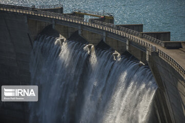 Shahid Rajaei dam in northern Iran overflows