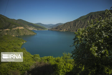 Shahid Rajaei dam in northern Iran overflows