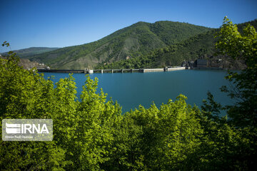 Shahid Rajaei dam in northern Iran overflows