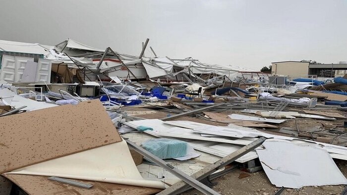 توفان بیمارستان بیماران کرونایی قطر را تخریب کرد