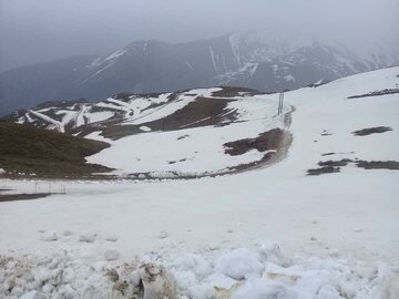 Snow sweeping in Spring time in Central Iran