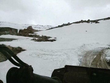 Snow sweeping in Spring time in Central Iran