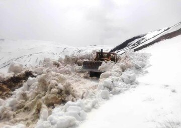 Snow sweeping in Spring time in Central Iran