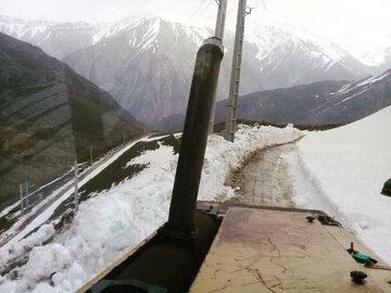 Snow sweeping in Spring time in Central Iran