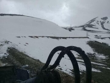 Snow sweeping in Spring time in Central Iran