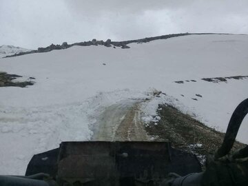 Snow sweeping in Spring time in Central Iran