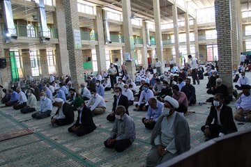نمازجمعه مهریز پس از ۱۰۰ روز با رعایت نکات بهداشتی برگزار شد