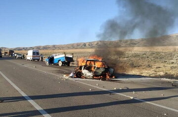 هفت نفر در آتش حادثه رانندگی در فارس سوختند
