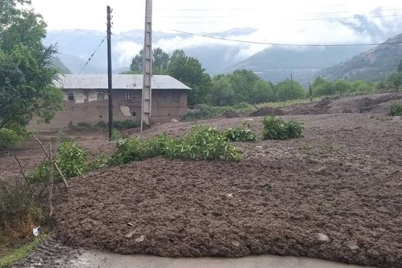 بارندگی و ورود گل‌ولای به روستای آق‌اولر تالش