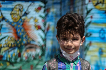 1st grade students at break time in Iran