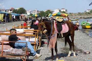 حضور گردشگران در ساحل آستارا‎