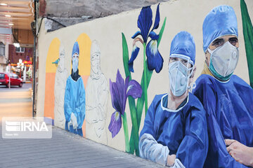 Mural paintings in Iran's Qazvin City