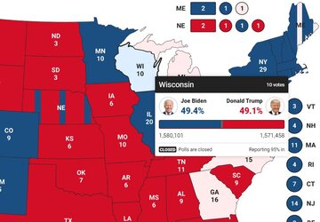 چرخش آرا در ایالت حساس ویسکانسین از ترامپ به سمت بایدن 