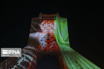 Video mapping projected on Azadi Tower to sympathize with Afghanistan