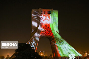 Video mapping projected on Azadi Tower to sympathize with Afghanistan