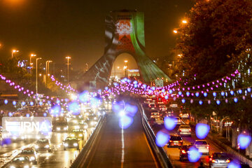 Video mapping projected on Azadi Tower to sympathize with Afghanistan