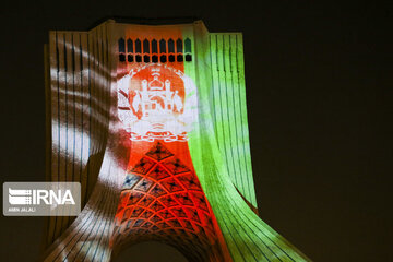 Video mapping projected on Azadi Tower to sympathize with Afghanistan