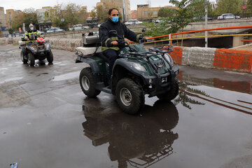 Disinfecting streets in Iran