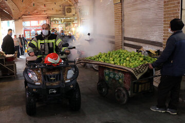 Disinfecting streets in Iran