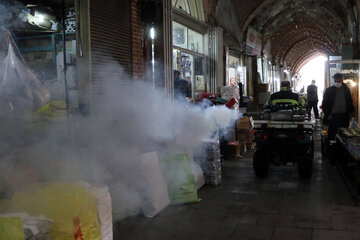 Disinfecting streets in Iran