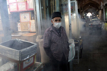 Disinfecting streets in Iran