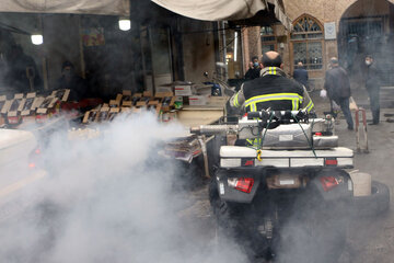 Disinfecting streets in Iran