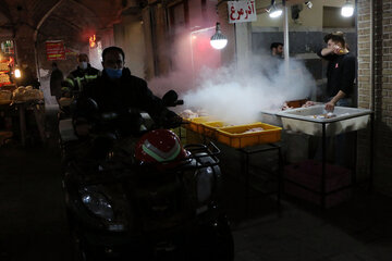 Disinfecting streets in Iran