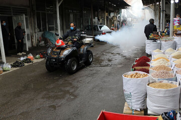 Disinfecting streets in Iran