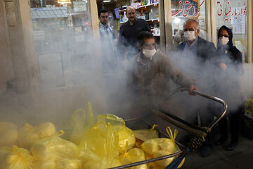 Disinfecting streets in Iran