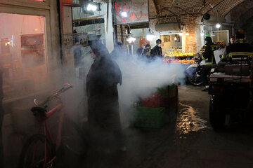 Disinfecting streets in Iran