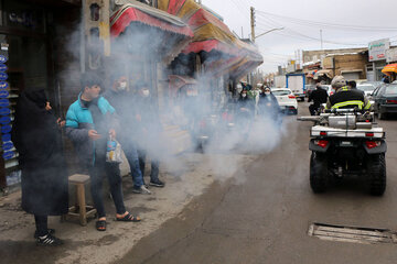 Disinfecting streets in Iran