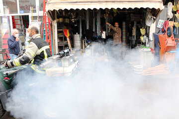 Disinfecting streets in Iran