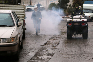 Disinfecting streets in Iran