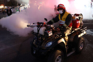 Disinfecting streets in Iran