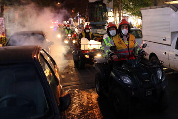 Disinfecting streets in Iran