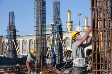 پیشرفت ۶۸ درصدی سازه بتنی صحن حضرت زینب(س) در کربلا 