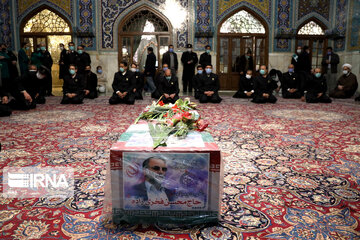 Body of Martyr Fakhrizadeh carried to holy shrine of Imam Reza (AS) in northeastern Iran