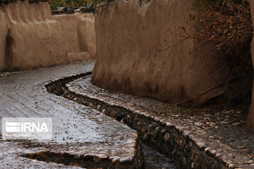 Enjila Garden alley in Fall in centeral Iran; Semnan