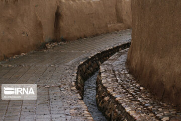 Enjila Garden alley in Fall in centeral Iran; Semnan