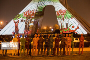 Video mapping projected on Iranian's Unity on Azadi Tower