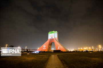 Video mapping projected on Iranian's Unity on Azadi Tower