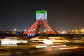 Video mapping projected on Iranian's Unity on Azadi Tower