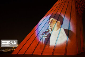 Video mapping projected on Iranian's Unity on Azadi Tower