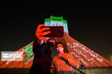 Video mapping projected on Iranian's Unity on Azadi Tower