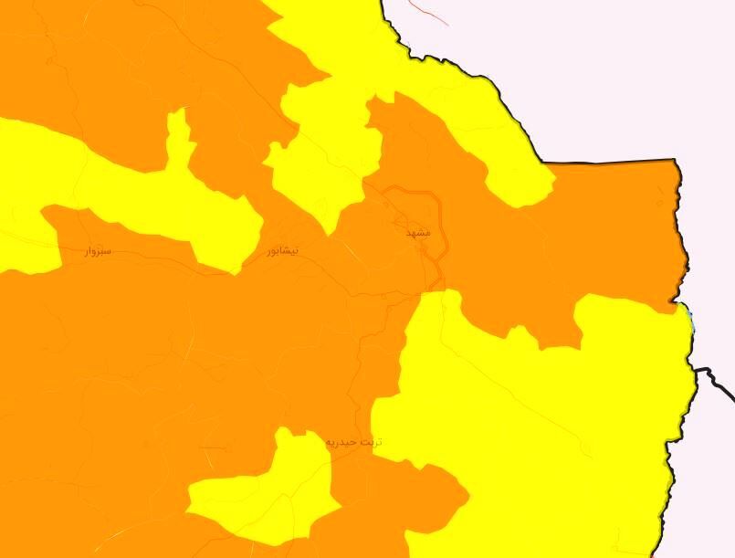 شهرستان‌های دارای وضعیت زرد کرونایی در خراسان رضوی افزایش یافت