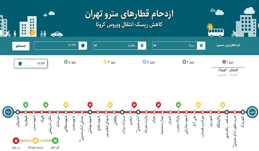 ازدحام مترو تهران در سایت این شرکت نمایش می‎‌یابد