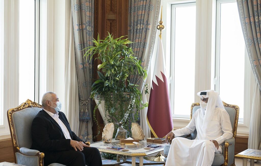 رئیس دفتر سیاسی حماس و امیر قطر اوضاع فلسطین را بررسی کردند