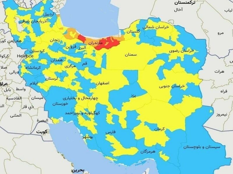 ۱۰ شهرستان اصفهان در وضعیت آبی کرونایی قرار دارد