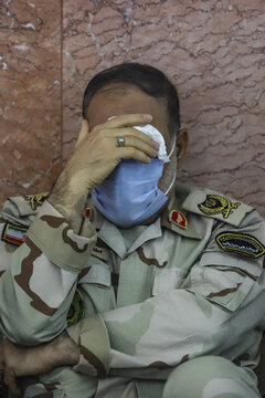 تشییع شهید دفاع مقدس در ستاد فرماندهی انتظامی خوزستان