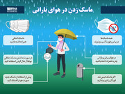 ماسک زدن در هوای بارانی